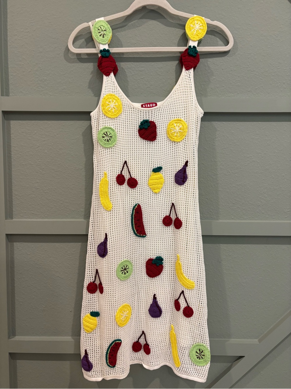 STAUD Crochet Fruit Dress